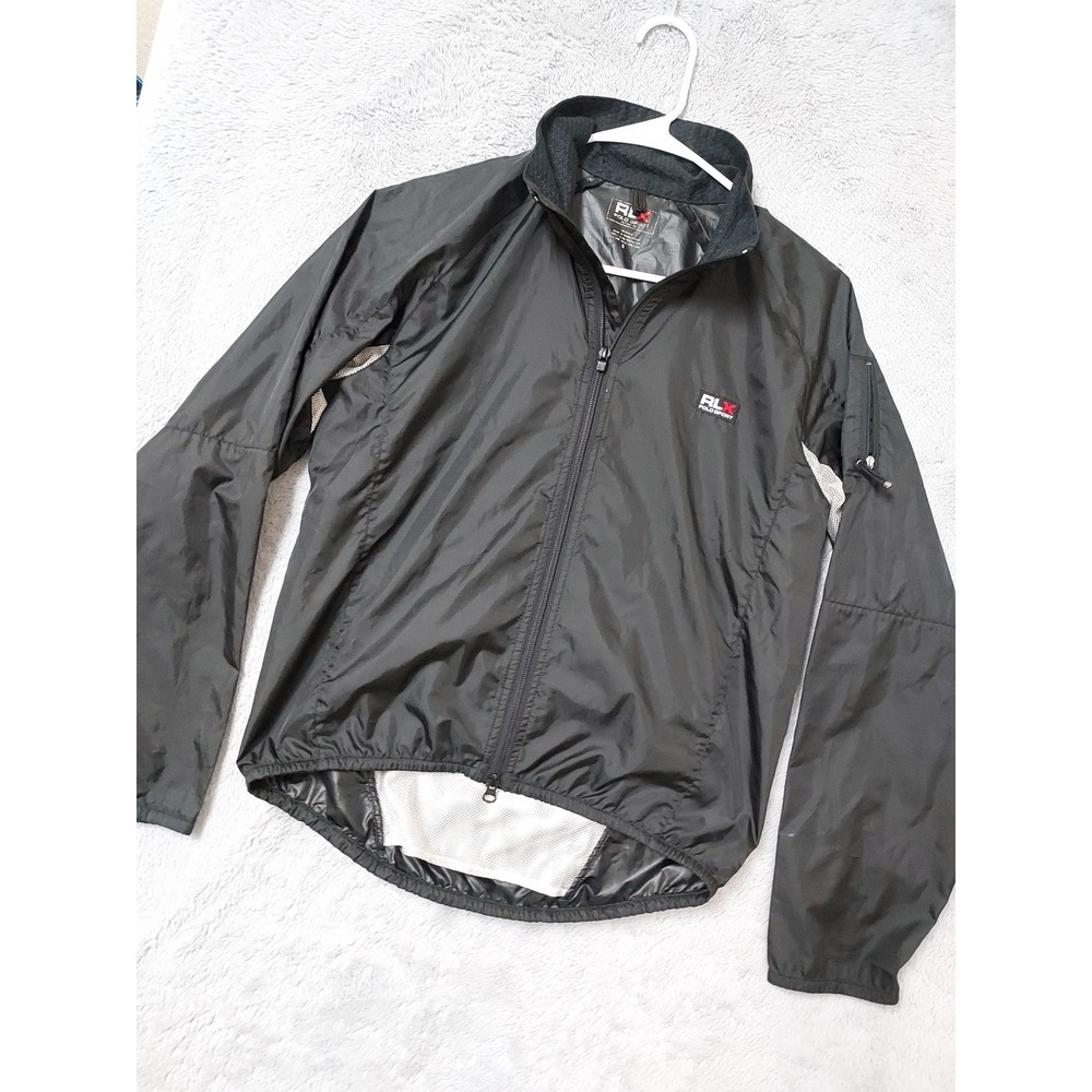 RLX Polo Sport Jacket Womens Small Cycling Windbreaker Black Full Zip Pockets